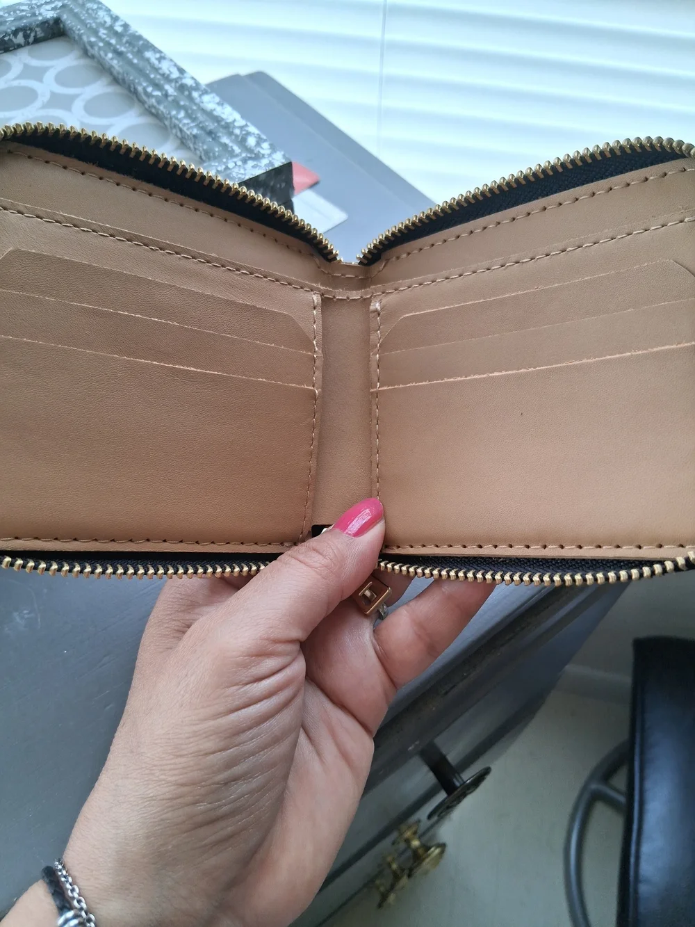 Portland Leather Brown Leather Zip Wallet for Unisex
